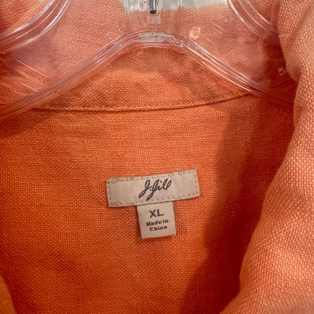 J. Jill 100% Linen Orange Casual (Jean Style) Jacket Women's XL - Picture 2 of 6